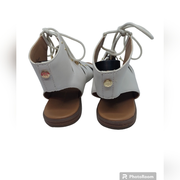 Tommy Hilfiger White Beautie Flat Lace Up Sandals Women's Size 7 1/2 M - Picture 5 of 7